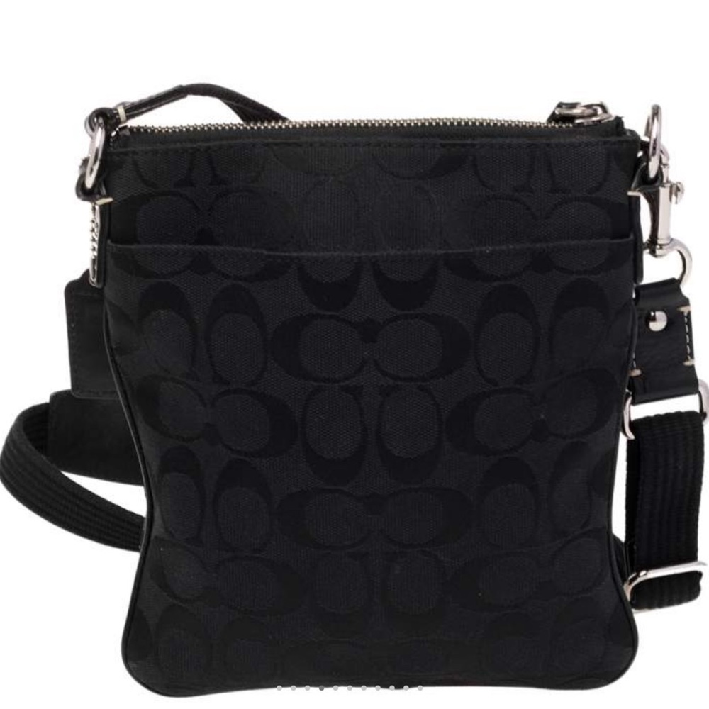 Coach Penelope Swingpack Black Signature Canvas Leather Crossbody Messenger Bag - Picture 4 of 11